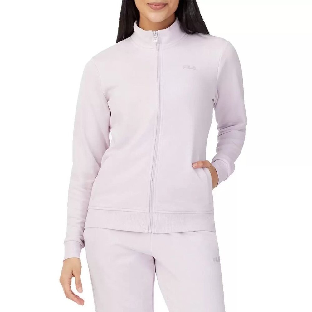 FILA XL Womens Full Zip Athletic Jacket Activewear Long Sleeve Mock Neck Purple